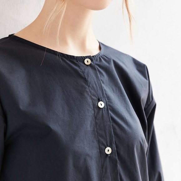 NWT OBJECTS WITHOUT MEANING URBAN OUTFITTERS DROP-WAIST MIDI DRESS S NAVY BLUE - Picture 4 of 12